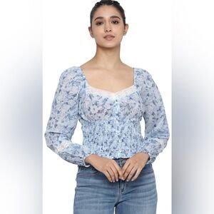 American Eagle Outfitters Blue Floral Blouse